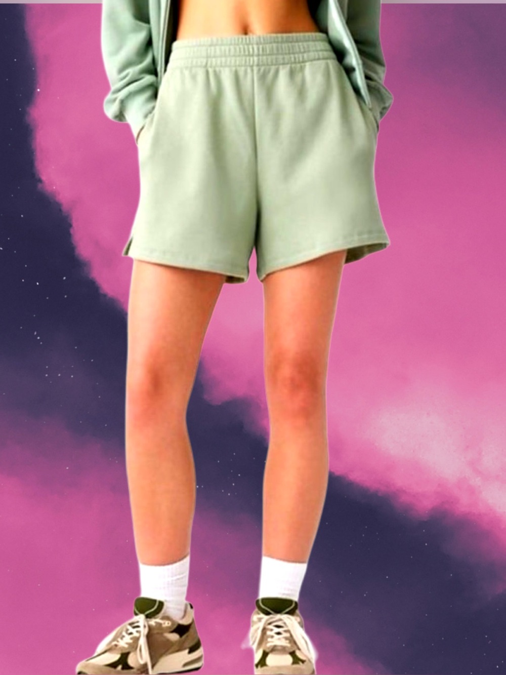 Ava & Viv Women’s plus-size Sage Green High-Waisted Fleece Lounge Shorts💜💜2X